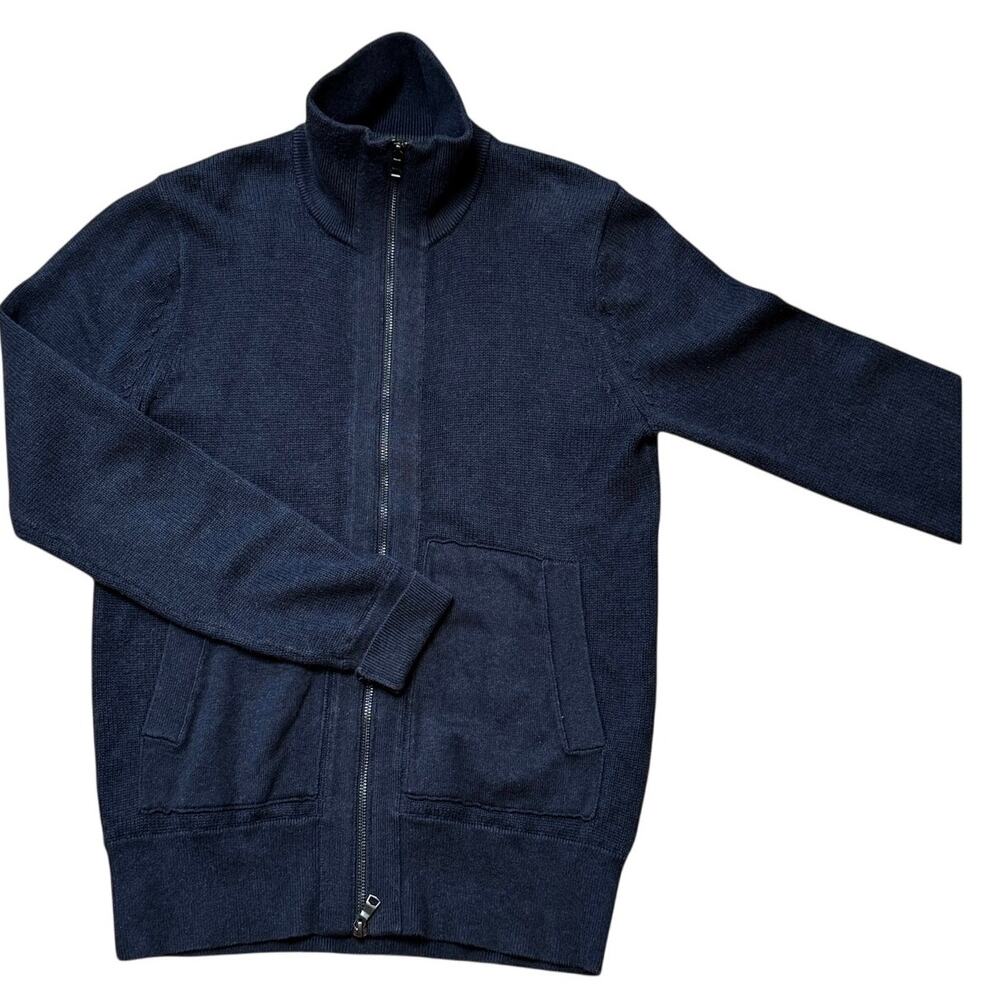 Banana Republic Double Zip Cotton Sweater Navy Men's Small - Picture 8 of 12